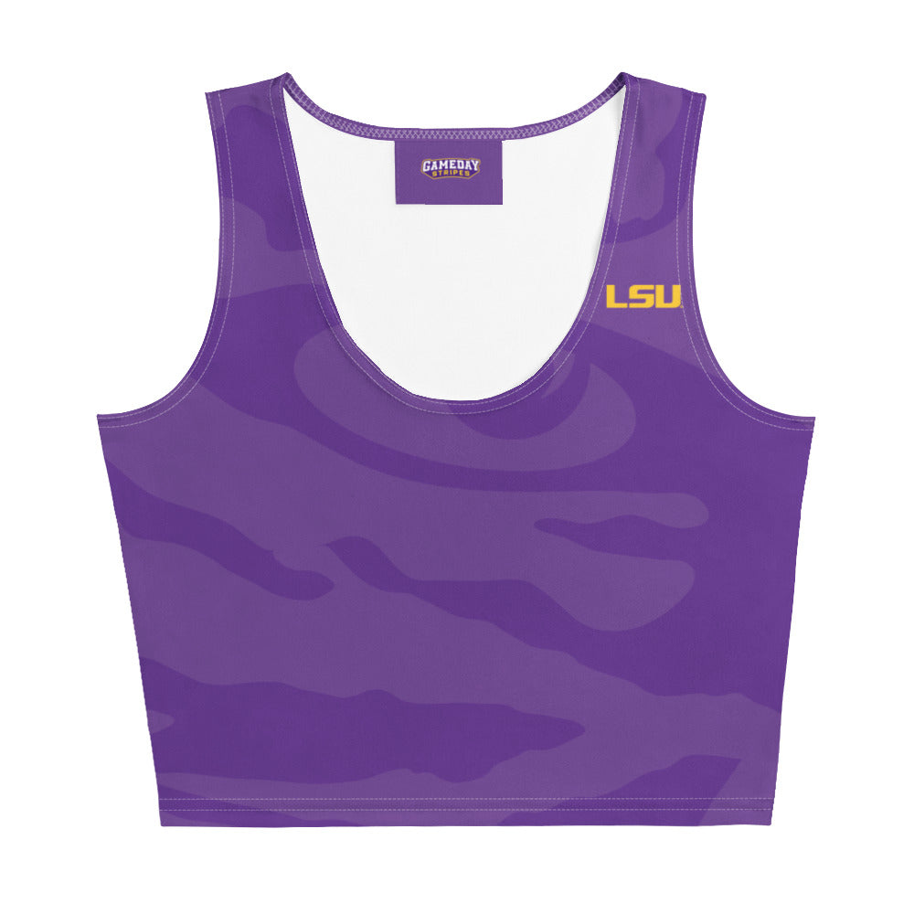 LSU Football Eye of the Tiger Crop Top - Purple