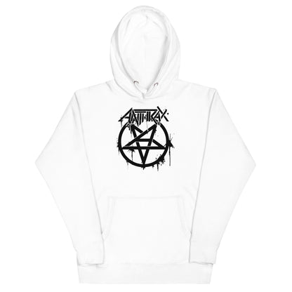 Anthrax Pentagram Logo Mens Officially Licensed Hoodie #1009 White