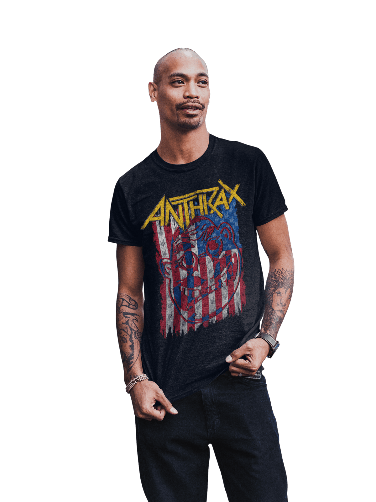 Anthrax American Flag Officially Licensed Mens T Shirt Black