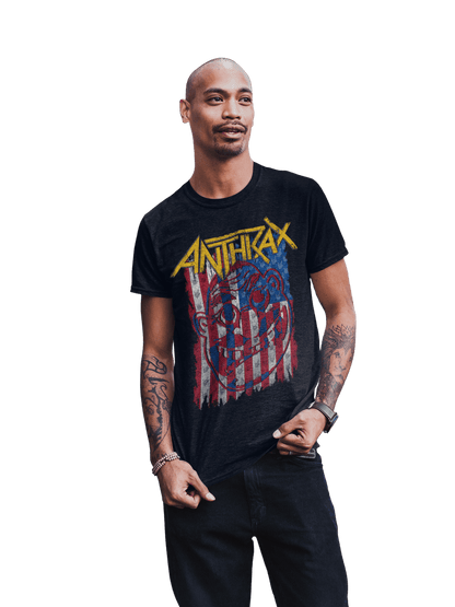 Anthrax American Flag Officially Licensed Mens T Shirt Black