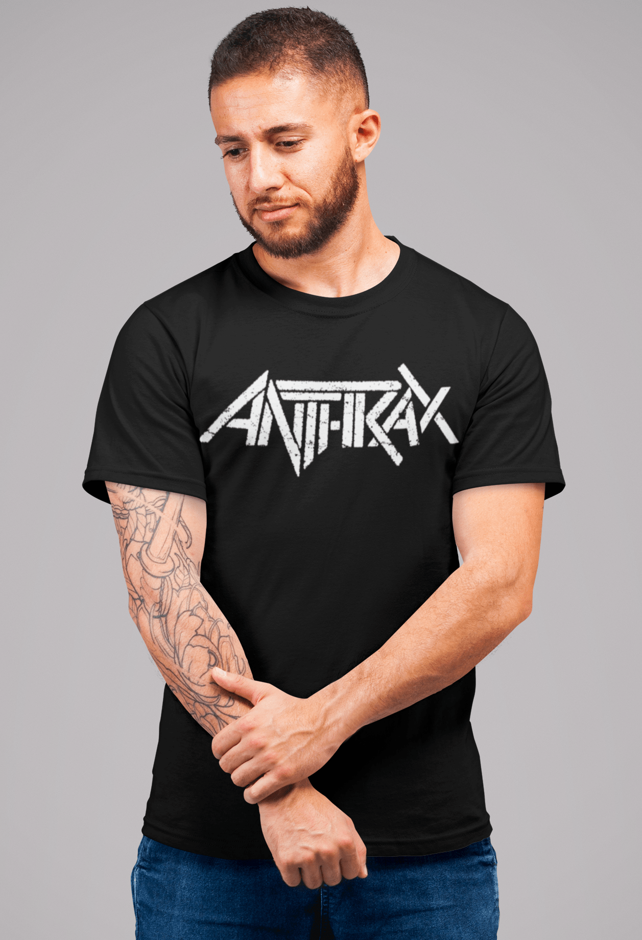 Anthrax Classic White Logo Officially Licensed Mens T Shirt Black