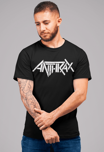 Anthrax Classic White Logo Officially Licensed Mens T Shirt Black