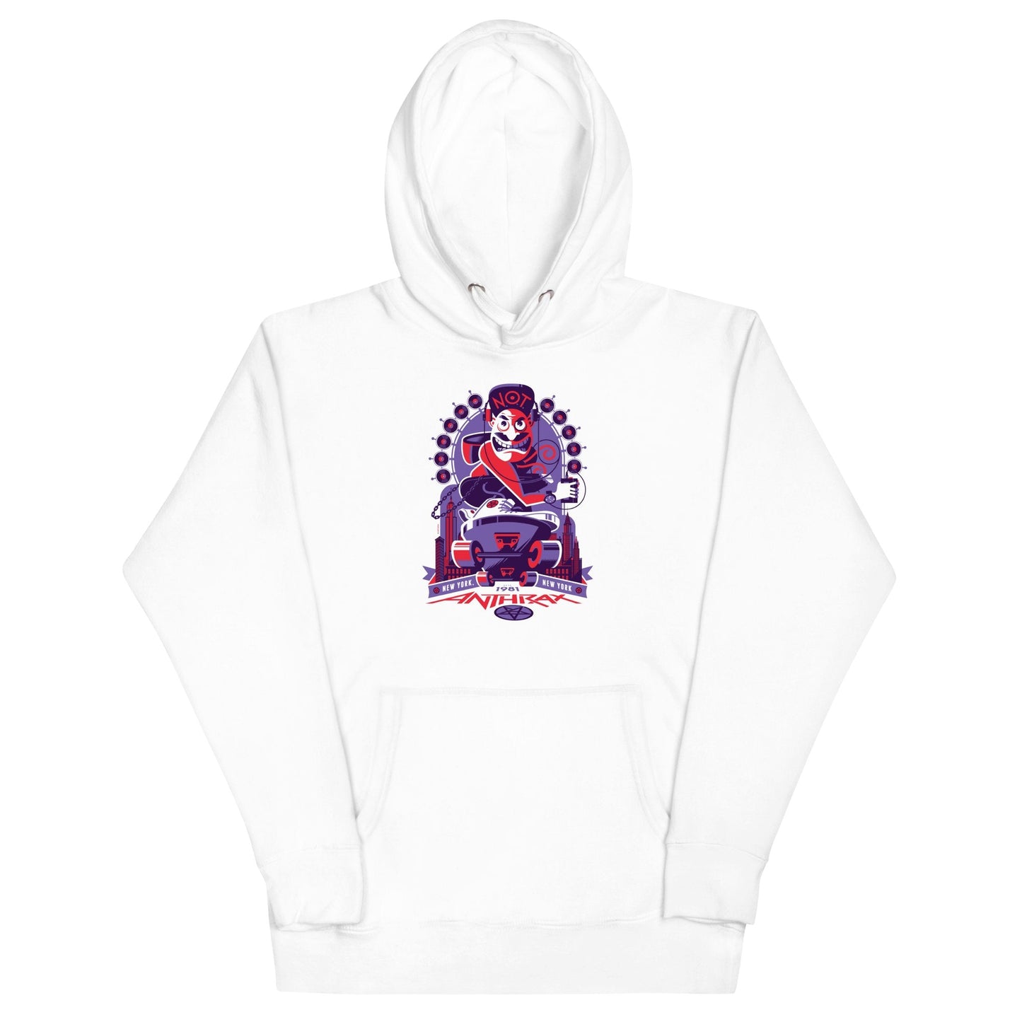 Anthrax New York 81 Classic Mens Officially Licensed Hoodie White