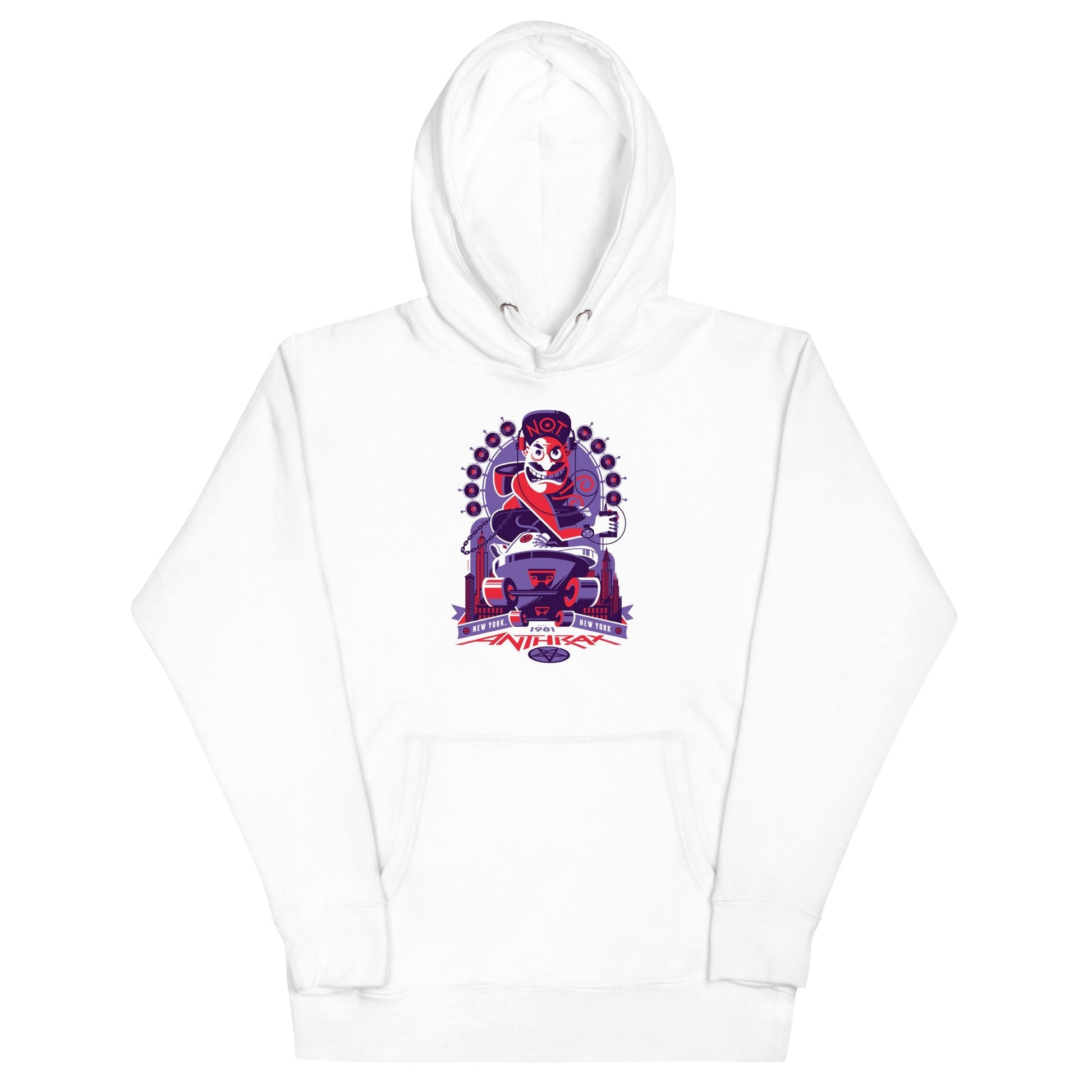 Anthrax New York 81 Classic Mens Officially Licensed Hoodie White