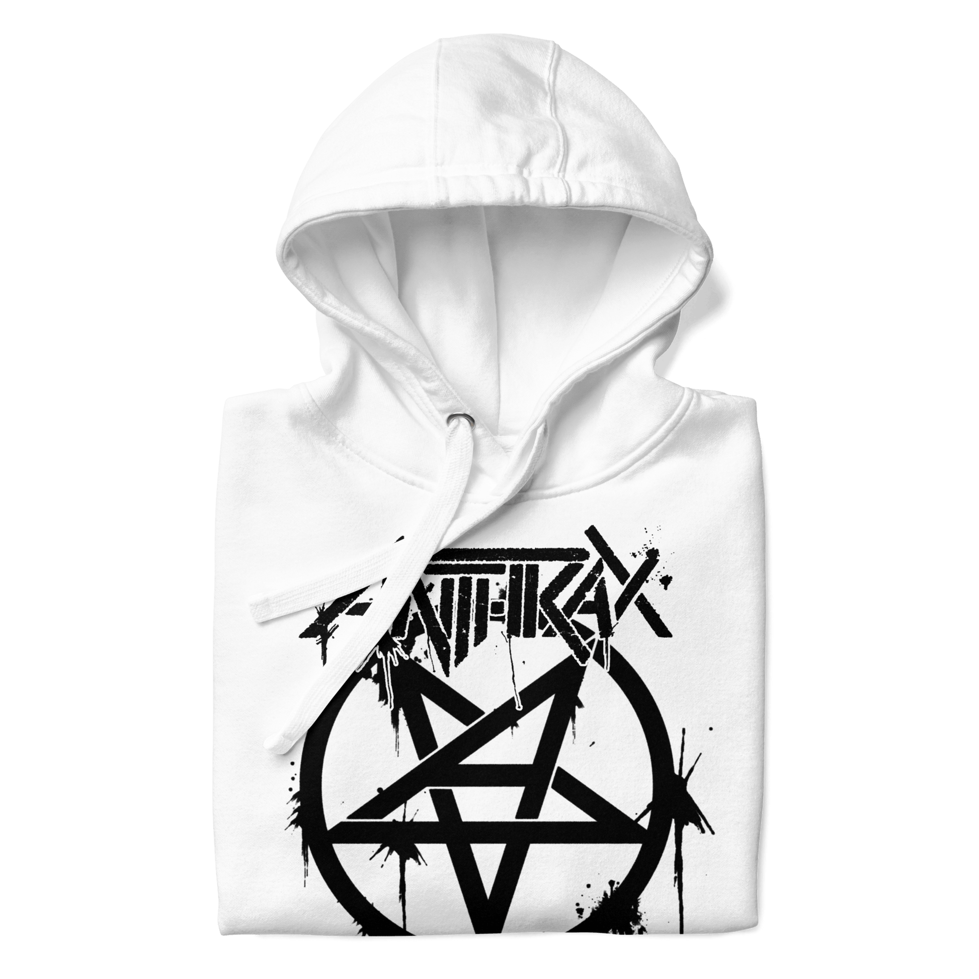 Anthrax Pentagram Logo Mens Officially Licensed Hoodie #1009 White