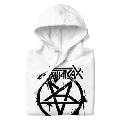 Anthrax Pentagram Logo Mens Officially Licensed Hoodie #1009 White