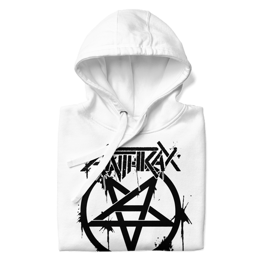 Anthrax Pentagram Logo Mens Officially Licensed Hoodie #1009 White