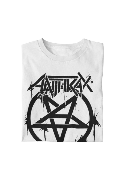 Anthrax Pentagram Logo Officially Licensed Mens T Shirt #1009 White