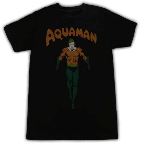 Aquaman Standing Faded T Shirt