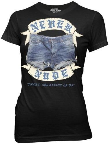 Arrested Development Never Nude Juniors Womens T Shirt Black