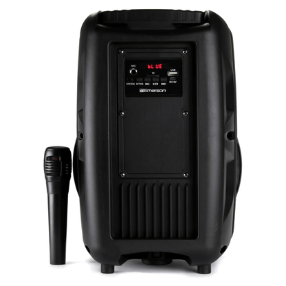 Emerson Portable 8" Bluetooth Party Speaker with FM Radio, Disco Light and Stand