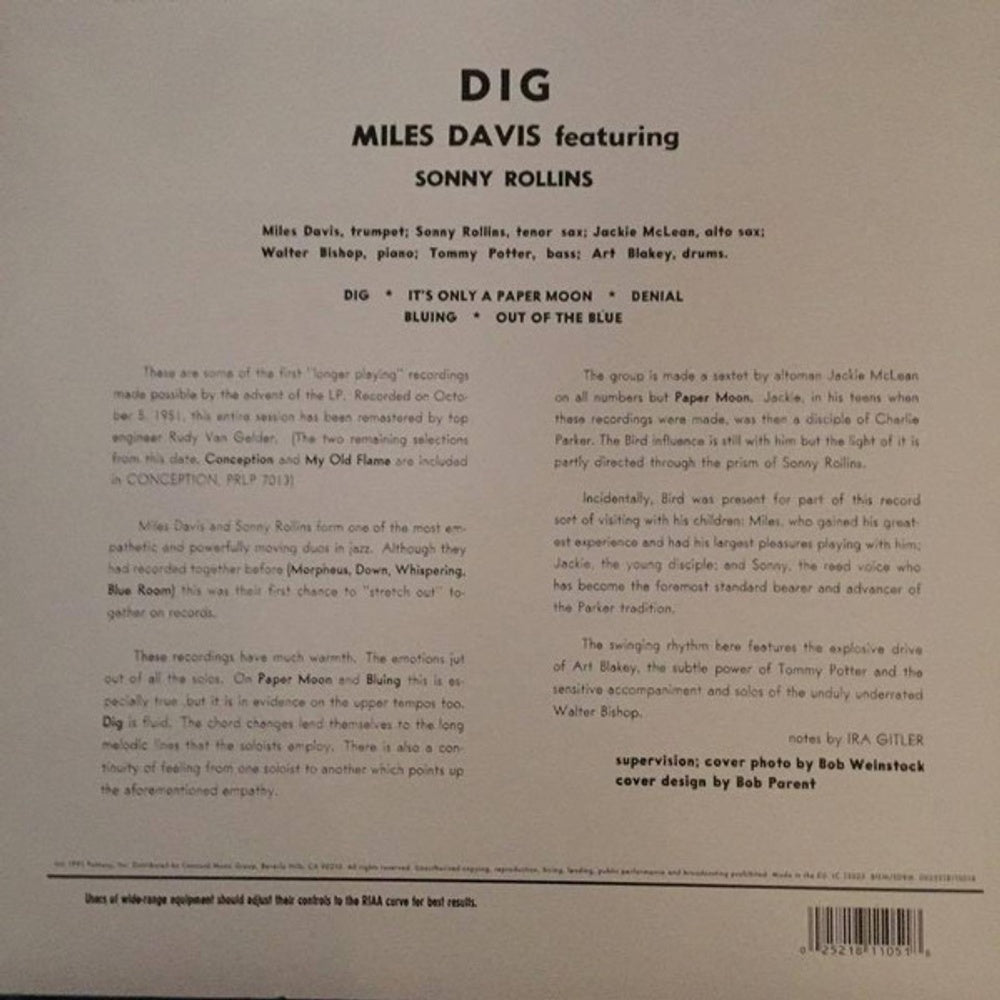 Miles Davis – Dig (LP Vinyl) Vinyl Record
