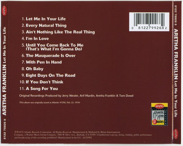 Aretha Franklin – Let Me in Your Life Music CD