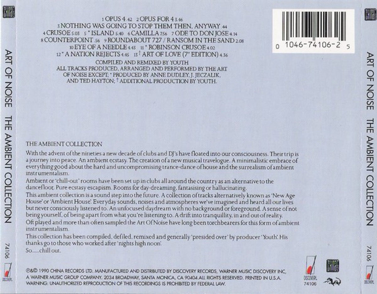 Art Of Noise – Ambient Collection Music CD