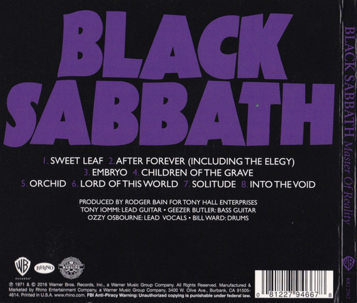 Black Sabbath – Master Of Reality Music CD