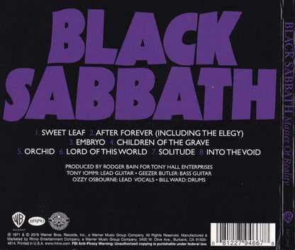 Black Sabbath – Master Of Reality Music CD