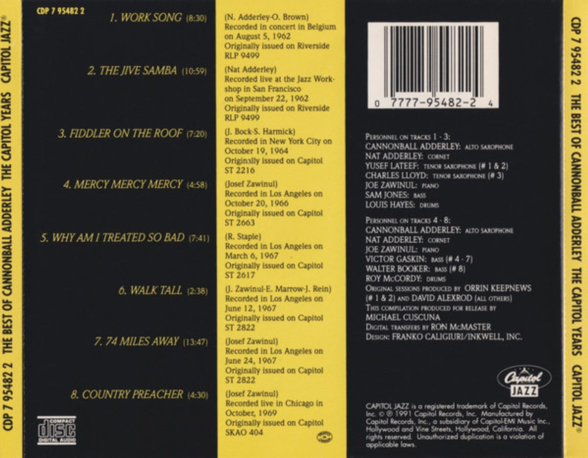Cannonball Adderley Quintet – Best of the Capitol Years Music CD