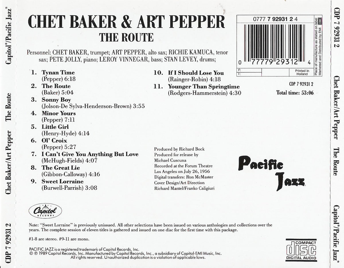Chet Baker & Art Pepper – The Route Music CD