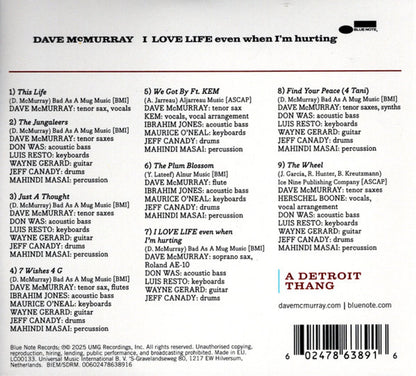 Dave McMurray – I Love Life Even When I'm Hurting Music CD