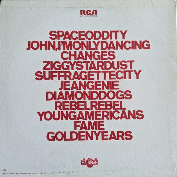 David Bowie – Changesonebowie (LP Vinyl) Vinyl Record