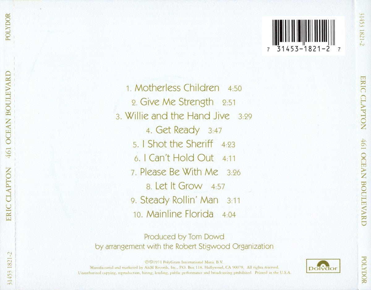 Eric Clapton – 461 Ocean Boulevard Music CD