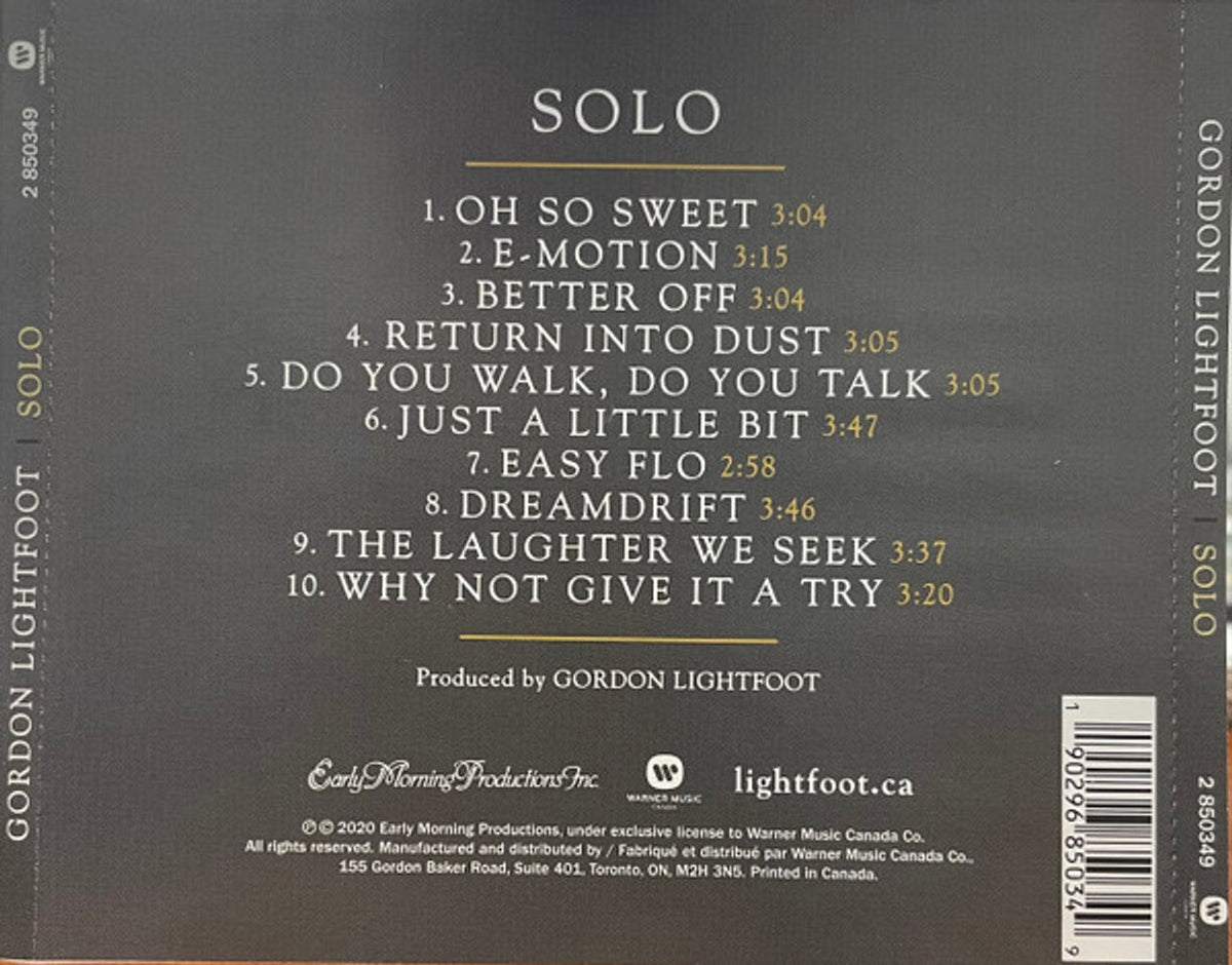 Gordon Lightfoot – Solo Music CD