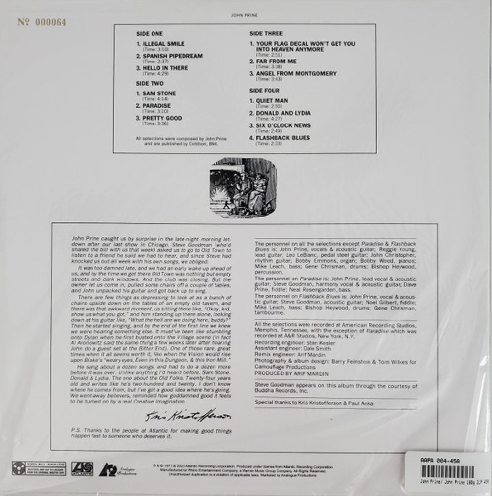 John Prine – John Prine (2-LP Vinyl) Vinyl Record