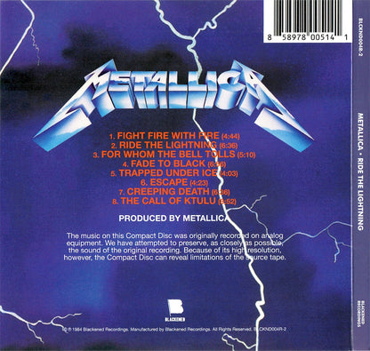 Metallica – Ride the Lightning Music CD