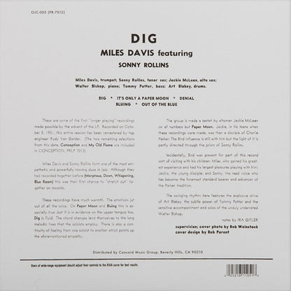 Miles Davis – Dig (LP Vinyl) Vinyl Record
