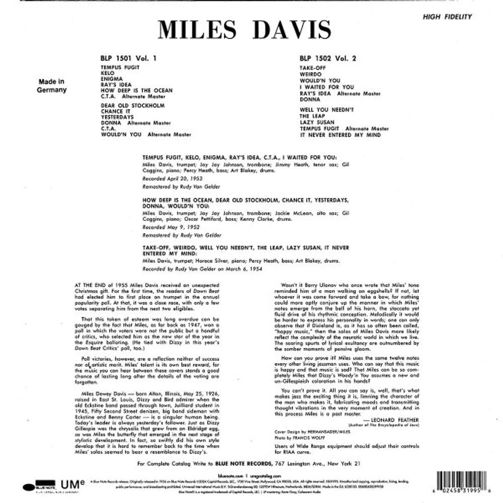 Miles Davis – Volume 2 (LP Vinyl) Vinyl Record