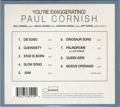 Paul Cornish – You're Exaggerating Music CD