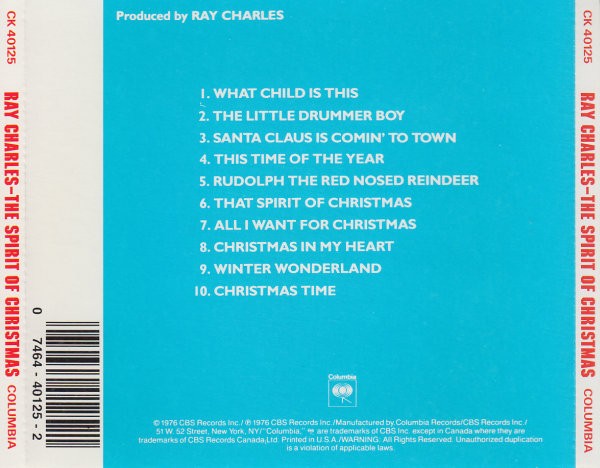 Ray Charles – The Spirit of Christmas Music CD