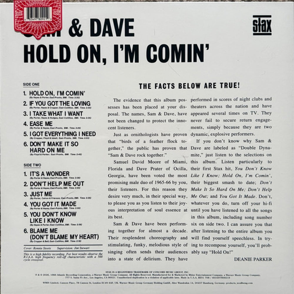 Sam & Dave – Hold On I'm Comin' (LP Vinyl) Vinyl Record
