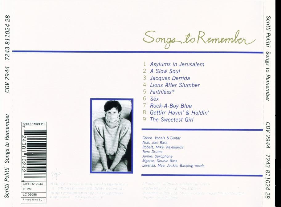 Scritti Politti – Songs To Remember (LP Vinyl) Vinyl Record