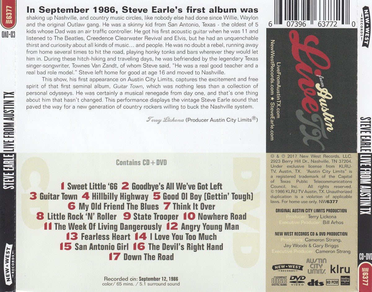 Steve Earle – Live From Austin, TX Music CD