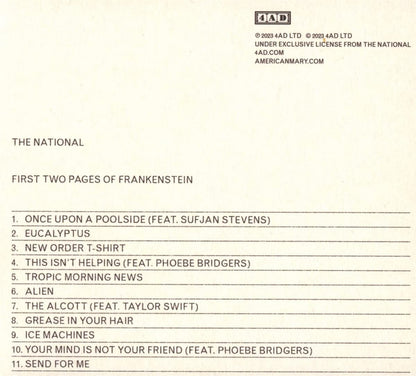 The National – First Two Pages of Frankenstein Music CD