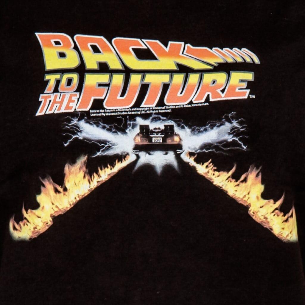 Back to the Future Flames Juniors Womens T Shirt Black
