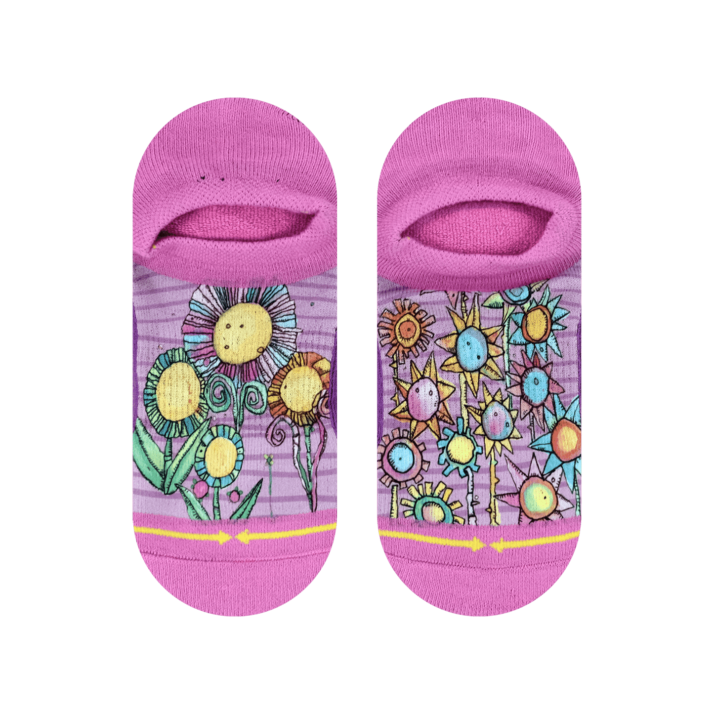 Floral Adult No Show Sock With Art By Bad Otis Link