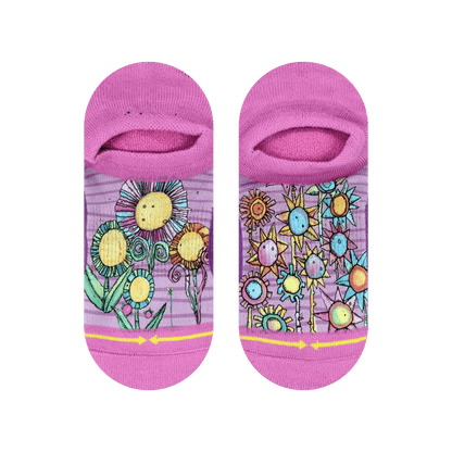 Floral Adult No Show Sock With Art By Bad Otis Link