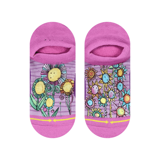 Floral Adult No Show Sock With Art By Bad Otis Link