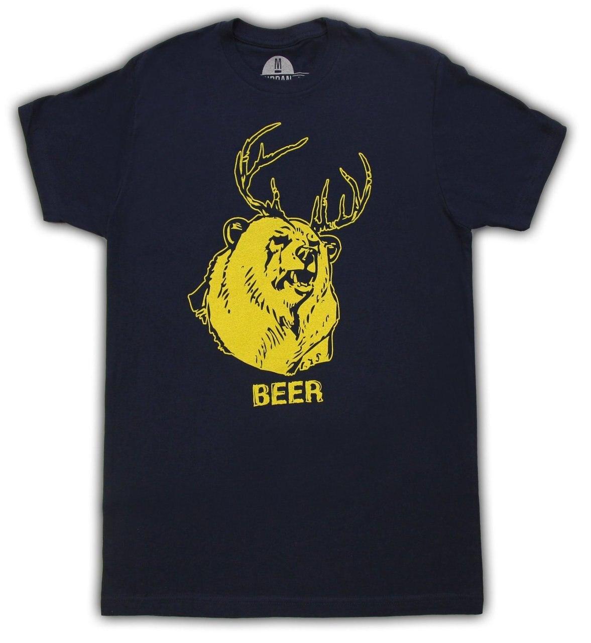 Beer Bear+Deer Mac Navy Adult T-shirt
