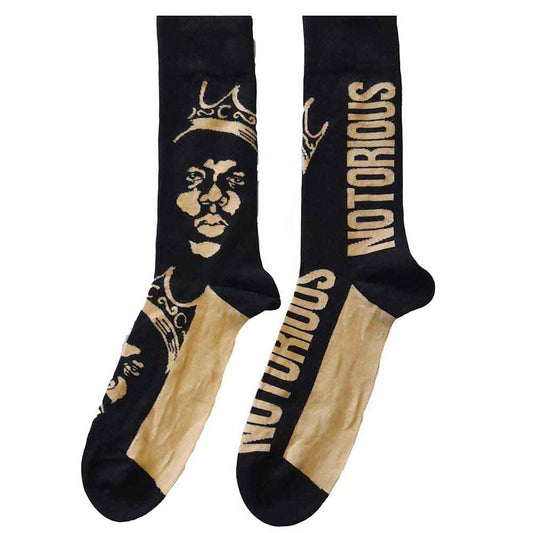 The Notorious B.I.G. Gold Crown Socks Black Officially Licensed