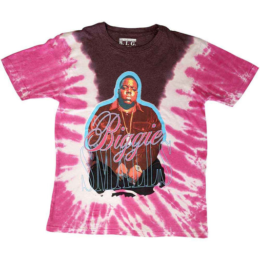 The Notorious B.I.G. Neon Glow T Shirt Tie Dye Pink Officially Licensed