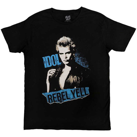 Billy Idol Rebel Yell Blue Mens T Shirt Black Officially Licensed