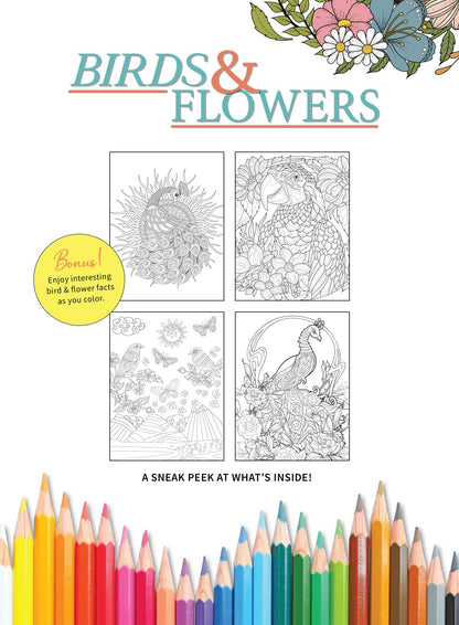 Coloring - Birds & Flowers: Advanced Coloring, 32 Beautiful Designs, Calming Coloring Inspired By Nature, Relax & Unwind, Must-Have For Art Lovers & Stress-Relief Enthusiasts!