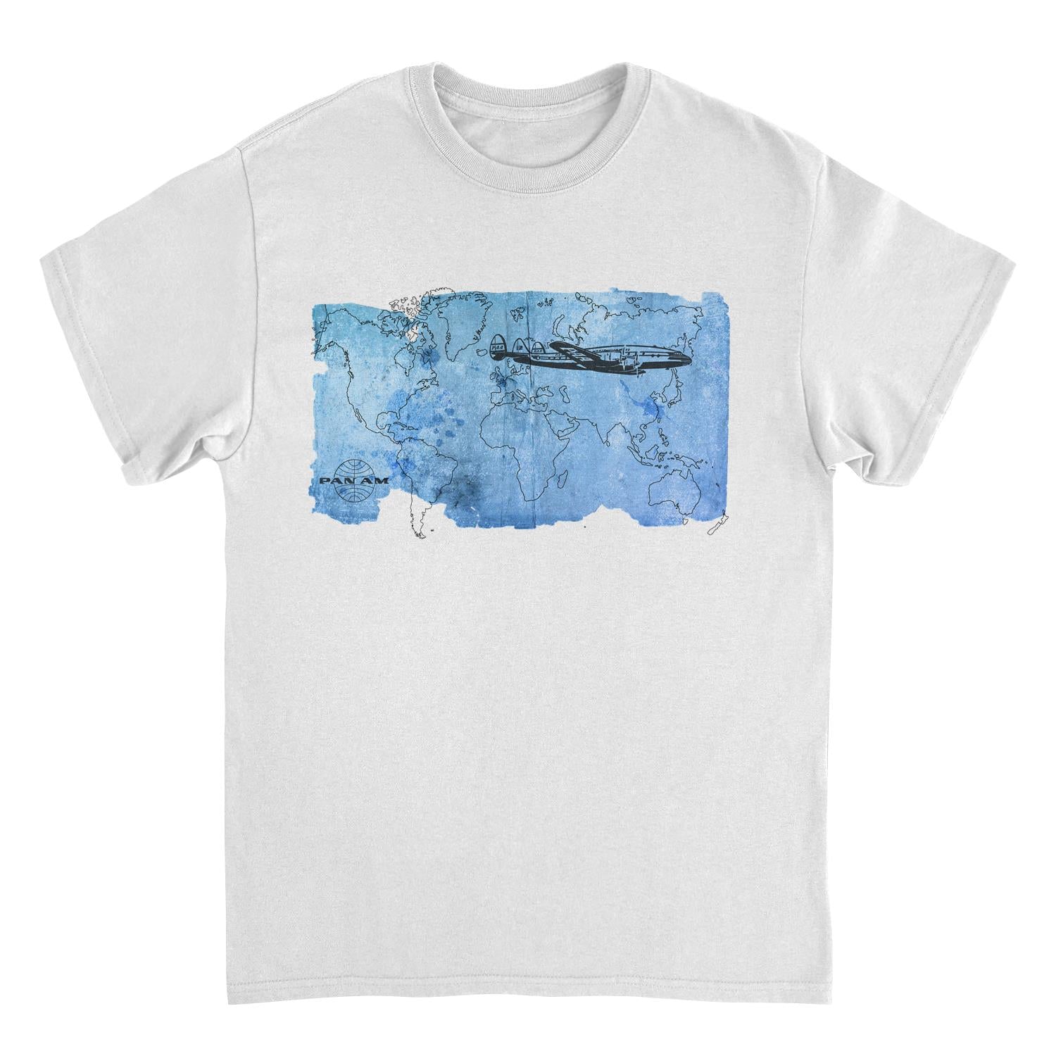 Pan Am World Map Mens T Shirt White Officially Licensed