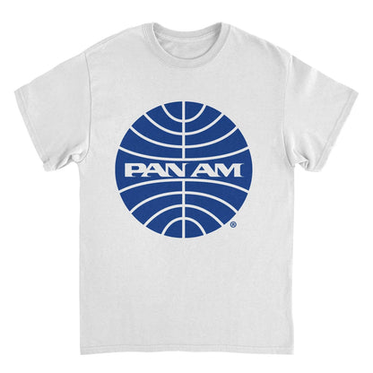 Pan Am Blue Outline Logo Mens T Shirt White Officially Licensed
