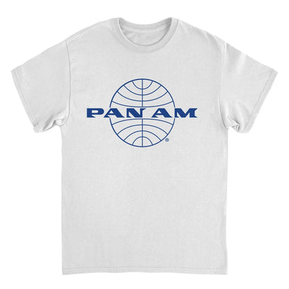 Pan Am Classic Blue Logo Out Mens T Shirt White Officially Licensed