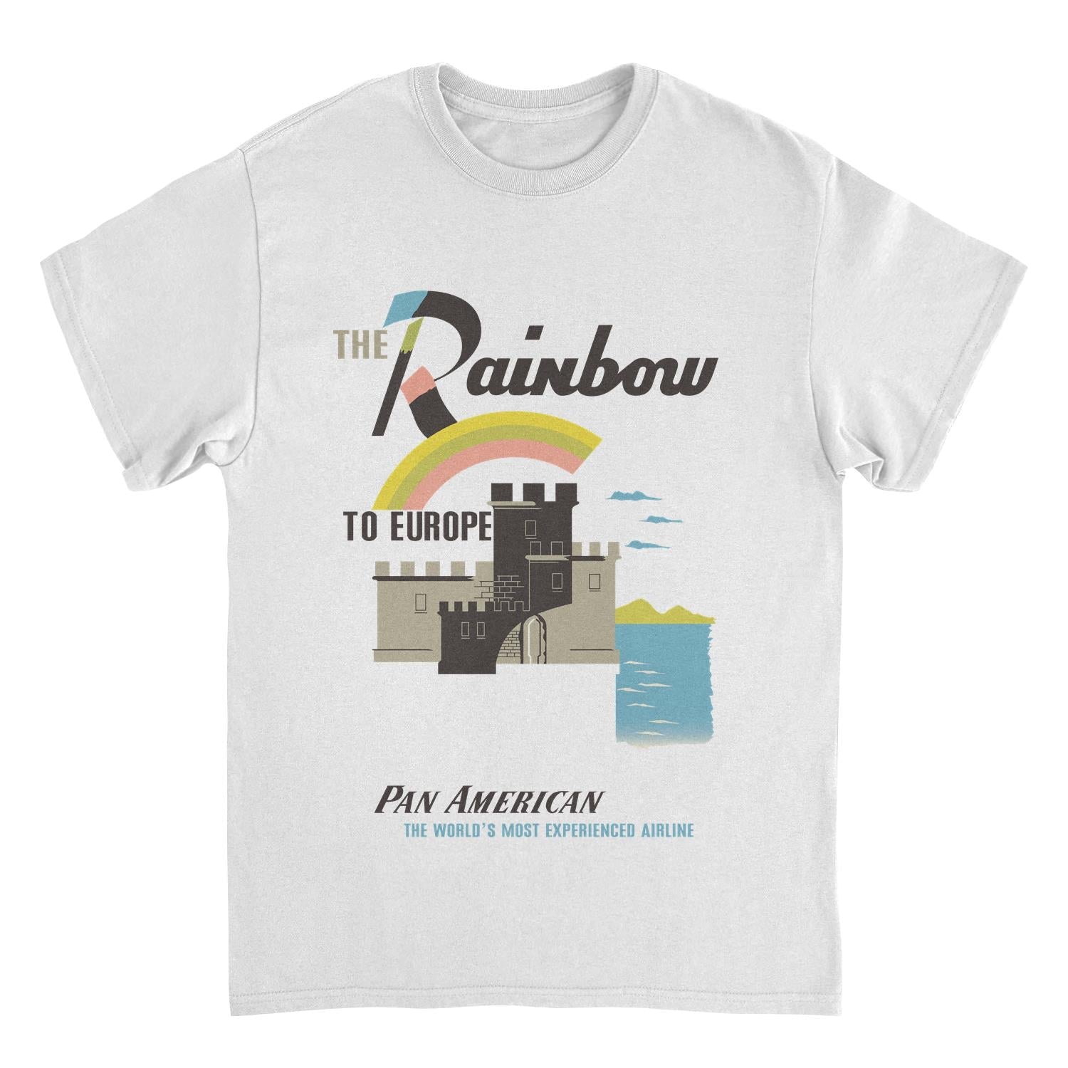 Pan Am the Rainbow to Europe Mens T Shirt White Officially Licensed