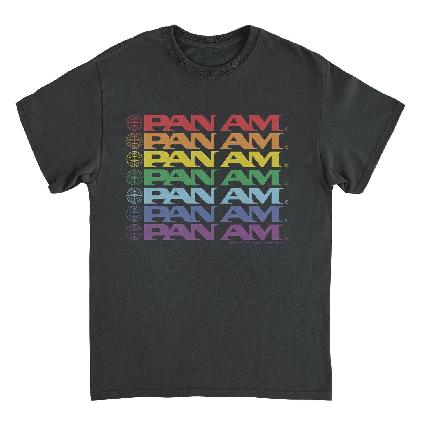Pan Am Text Logo Rainbow Cascade Pride Mens T Shirt Black Officially Licensed